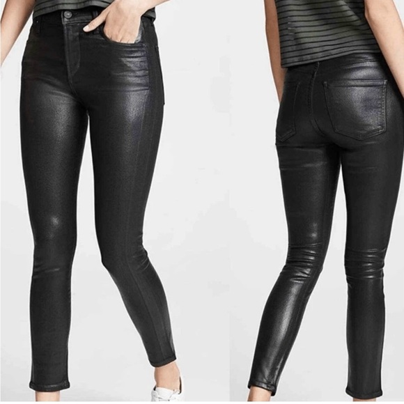 Citizens Of Humanity Denim - Citizens of Humanity Waxed Olivia Hi Rise Slim Black Shimmery Jeans Pants Sz 27